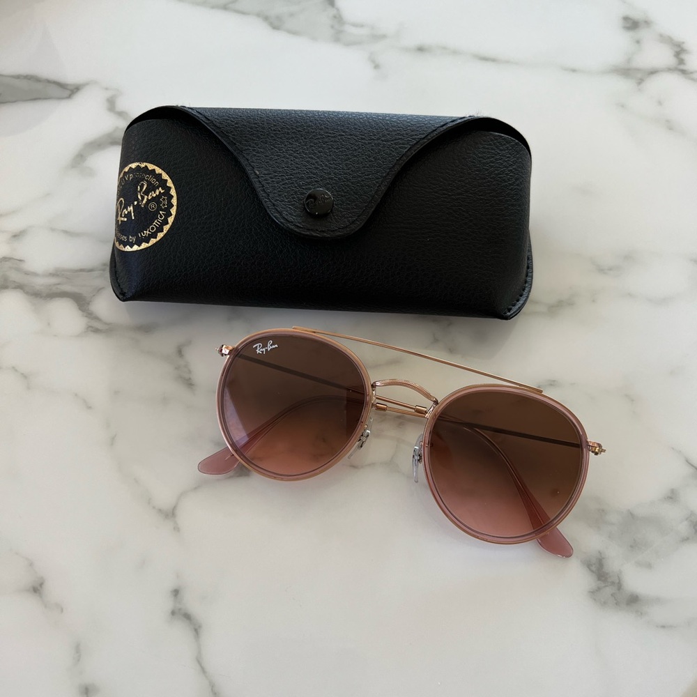 Ray Ban around Double Bridge Sunglasses Brown Gradient Copper